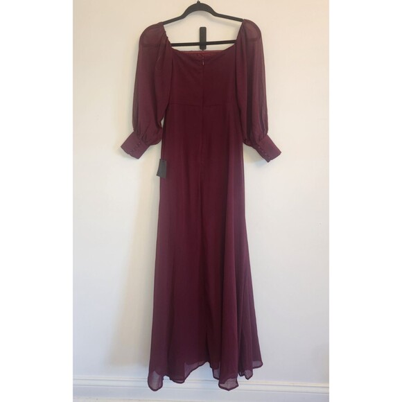 Lulus Burgundy Off Shoulder Maxi Dress Extra Small Long Sleeve Formal NWT - Picture 6 of 10